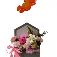 Gėlių pristatymas Šilutėje Rožinė kompozicija vokelyje 