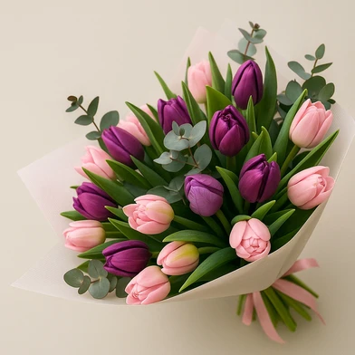 Švelnioji tulpių puokštė